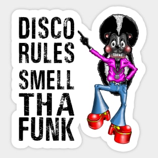 Funny Disco Rules Smell Tha Funk Skunk Sticker